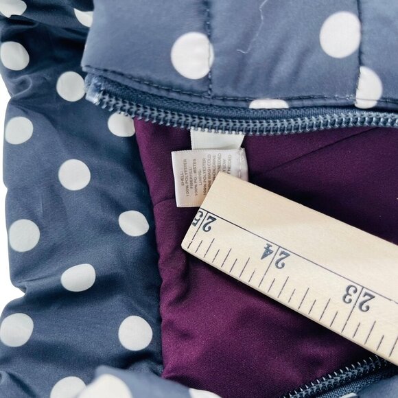 Navy White Polka Dot Puffer Vest Loft Womens XL - Picture 3 of 7